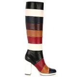 And Winter Boots Big Brand Collision Color Matching Square Root Women's Boots Rainbow Direct Sales Originally Simple