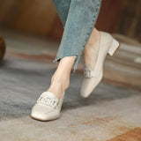 Breakj Leather Shoes Female British Wind 2023 Spring And Autumn New Coarse Heel Single Shoes One Foot Pedalle Shoes Women's