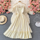 New Summer Solid A Line Slash Neck Chiffon Sexy Sleeveless Pullover Women Dresses Slim Spaghetti Stap Lady
