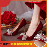 Breakj Shoes Women 2025 New Bridal Shoes Red Show Heds Wedding Dress Two Wear Not Tired High Heels Wedding Red