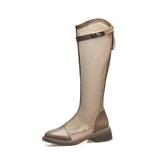 cold boots for women 2023 summer new fashion all wear mesh surface thick heel boots but knee mesh