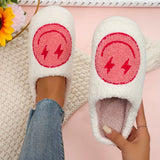 Pattern Fluffy Bedroom Slippers Women Comfort Soft Flat Heel Indoor House Shoes Woman Winter Warm Cotton Slippers for
