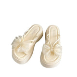Breakj Summer New Fairy Wind Bow Thick Bottom Cool Slippers Women's Loose Cakes Fashion Wearing
