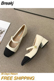 Retro Elegant Round Toe High Heels Women's Fashion New Spring and Summer Muller Shoes Women's White Loafer Women's