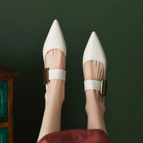 and Autumn Fashion Women Low Heel Mary Jane Shoes Elegant Lady Metal Decoration Pointed Shallow Mouth Single
