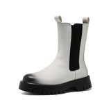 Breakj Boots Autumn Breathable Male High Top Leather Shoes Work Boots Korean British Style Ankle Boots