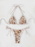 2025 New Printed Bikini Strapped Split Suit Women's Bikini
