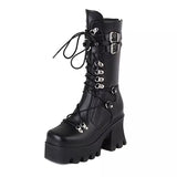 Breakj For Martin Boots 2025 Autumn And Winter New Rivet Tie With Thick And Medium Boots Female Large Size Knight