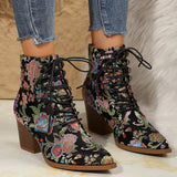 Breakj Women's Boots Winter New Ethnic Wind Sharp Rupeal Teling With Embroidered Martin