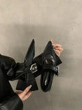 Pointed Mary Jane Small Leather Shoes British Spring 2024 New Korean Version Of French Rough Heels Love Single