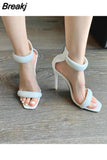 Women Sandals Sexy Gold Stiletto Heel Back Zip Cover Heels Sandals Woman 2023 Designer Shoes Luxury Summer