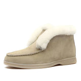 Women's 2022 New Fashion Temperament Solid Color Snow Boots Natural Ankle Boots Winter Comfortable Wool Boots Women's