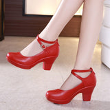 Outdoor Dance Shoes Thick Heels, High Heels, Middle Heels, Square Shoes, Models, Cheongsam, Catwalk