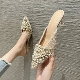 New 2023 Fashion Web Celebrity Design Cool Drag Women Spring And Summer Versatile Pointed High Heels Work