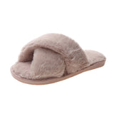Slippers Female 2023 Autumn And Winter New Women Flat Toe Home Cross Plush
