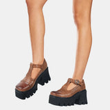 The Large Size 43 Women Solid Buckle Platform High Heel Shoes Punk Gothic Casual Quality Pumps Women