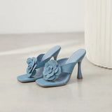 Yards 2024 New Simple Versatile Denim Flower Clip Toe Temperament High With Cool