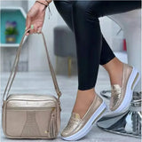 Casual Single Shoes Women's Autumn Solid Color Round Head Low-Top Belt Buckle Soft-Soled Work Shoes Beans