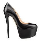 Round Head Waterproof Table Super High Heels Large Size Single Shoes Sexy Platform