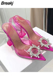 Heels Woman PVC Sandals 2023 Sexy Crystal Heeled Slingbacks Women Pumps Summer Shoes High Heels Wedding Bride