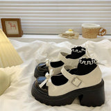 Lovely Mary Jane Small Leather Shoes Female Spring 2024 New Versatile Heighten Thick Bottom With Skirt