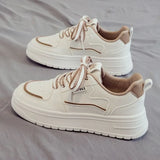 Breakj Breathable Thick-Bottomed Small White Shoes 2025 New Student Leisure Sports Board Shoes Bump Color Tie Women's