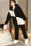Women's Warm Home Clothes Sleepwear Ladies Flannel Thick Coral Fleec Oversized Woolen Pijama Zipper Plush Coral
