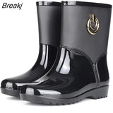 Boots Women Short Tube Rain Shoes Adult Water Boots Anti-skid Water Shoes Jelly Rubber Shoes Rain Boots
