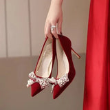 Breakj Shoes Women 2025 New Bridal Shoes Red Show Heds Wedding Dress Two Wear Not Tired High Heels Wedding Red