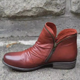 Breakj Autumn And Winter New Round Head And Double Zipper Short Boots Woman Martin Boots Woman Large Size