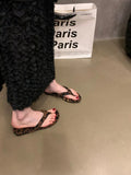 Ins Flat Silver Flip-Flops Women Summer Wear Leopard Print Sandals Beach Clip Women's