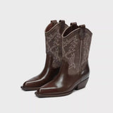 Breakj Boots Women's 2025 New Boots Net Red Embroidery Western Shoes Travel Wears Desert Boots Northwest Knight