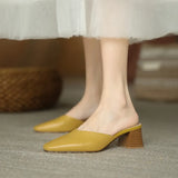 Thick With Half Slippers Female Summer New With Versatile Square Sandals Without Heel Muller Shoes To