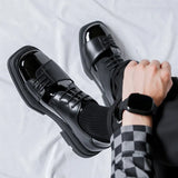 Breakj Shoes Male British Business Dress Korean Version Of Square Head Splicing Leisure Trend Youth Studio Suit Shoes