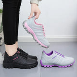 Breakj And Autumn Flat Leather Shoes Women's Fashion Outdoor Running Shoes Ladies Casual Shoes Light Travel