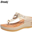 Women New Summer Sandals Open Toe Beach Shoes Flip Flops Wedges Comfortable Slippers Cute Sandals Plu Size Chaussure