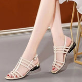 Heel Thick Heel PU Sandals Oak Flat Low Heel High Heel Sandals Slippers Women's Single Shoes Shoes Women's Casual Sports