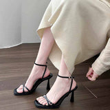 Breakj French High-Heeled Women's Shoes 2025 New Summer Fairy Style Temperament Black Fine Roman