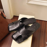 Breakj Head Slippers Women 2025 Summer New Flat Slacker One-Legged Sandals Large-Size Simple Wearing