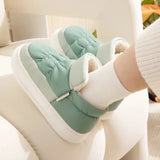 Leather Waterproof Snow Boots for Women Winter Thick Warm Plush Platform Ankle Boots Thick Sole Non Slip Cotton Padded