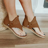 Women's Casual Denim Sandals Women Gladiator Sandals Back Zipper Open Toe Non Slip Thong Sandals, Versatile Roman Style