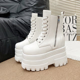 Breakj High Shoes 13Cm Heightening Legs Fine Thick Shoes Small British Wind Thick Soles New Short-Heeled Martin