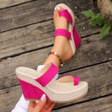 Word With Slope And Exposed Toe High-Heeled Sandals Women Large Size Waterproof Table Cloth Cold Slippers