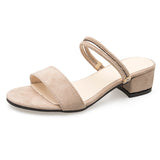 Korean Sandals Women's 2023 New Thick Heels Sandals And Slippers One Shoe And Two Open-Toed Women's