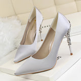 Breakj Korean Version Of Fashion Sexy Metal With Women's Shoes Thin Heel High Heel Shallow Pointed Silk Show