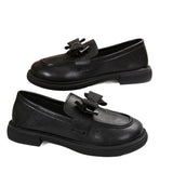 Breakj Shoes New Two Wearing English Wind Bow Low Single Shoes One Foot Pedal Large Size Leather