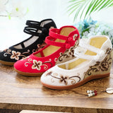 Breakj Heels Single Shoes With Embroidered Cloth Shoes Ancient Wind National Wind National Wind Spring And Autumn Women Cloth Shoes Women's