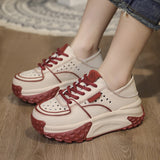 2022 Fall Retro Rub Colored Authentic Leather Clunky Sneakers Female Niche Distressed Octopus Sports Leisure Dirty