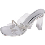 Breakj Bow Coarse Heel High Heels Women 2025 Summer New Cool Slippers Wearing Toe Fashion Women's