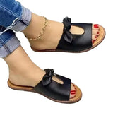Breakj Version Of The Solid Color Bow Flat-Bottom Slippers Women Casual Fashion Slippers Women's Home Cold
